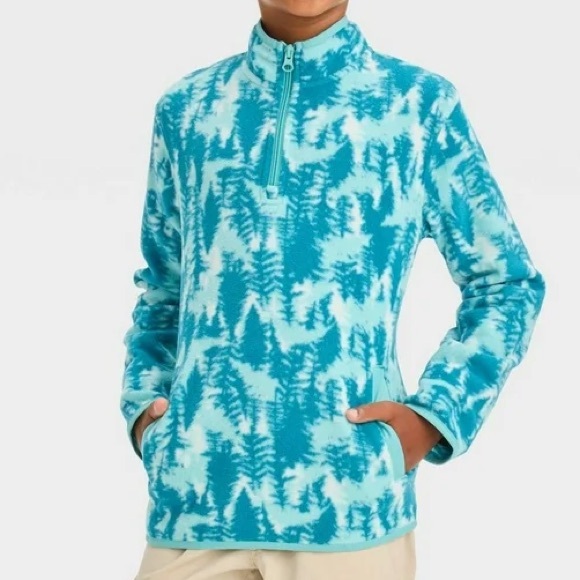 Cat & Jack Other - *WINTER SALE* Cat & Jack Boys’ Fleece Mock Neck Zip-Up Sweatshirt - Tree Print
